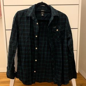 Volcom Plaid Green and Black Shirt